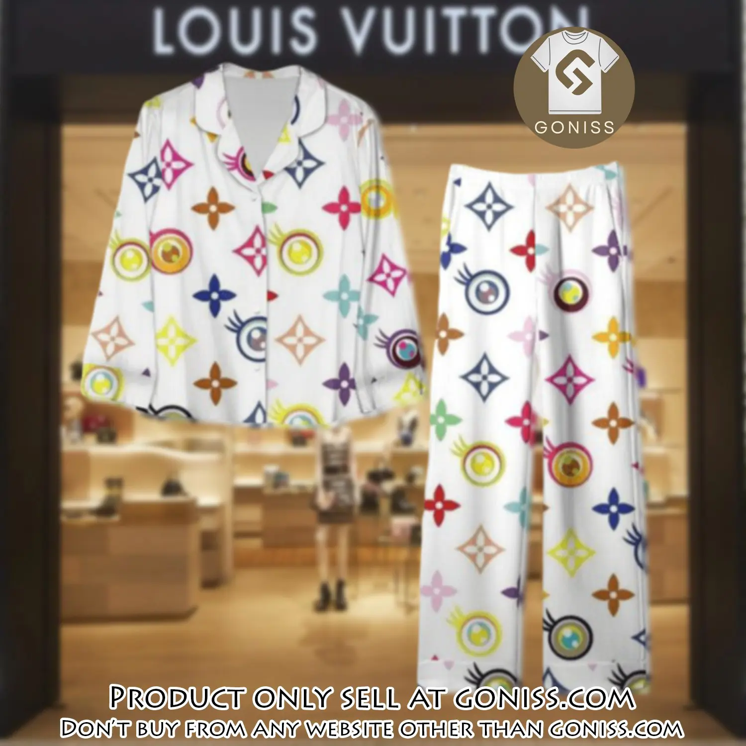 Trending luxury lv satin pajama set pjs1106 gn1211091